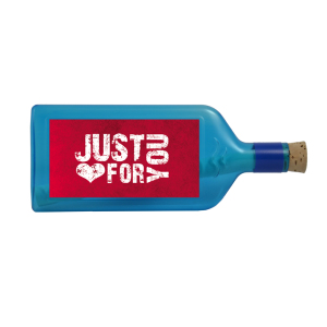 Blaue Flasche mit Sujet "Just for you"
