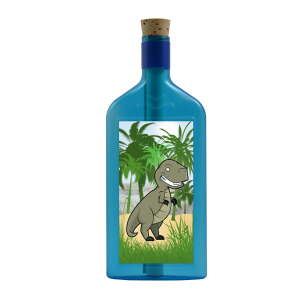 Blaue Flasche mit Sujet "Dinosaurier"