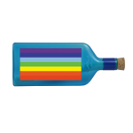 Blaue Flasche mit Sujet "Regenbogen"