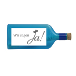 Blaue Flasche mit Sujet "Wir sagen Ja"