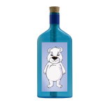 Blaue Flasche mit Eisbär Sujet