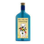 Blaue Flasche mit Sujet "Eisbär - Alles Liebe zum Geburtstag"