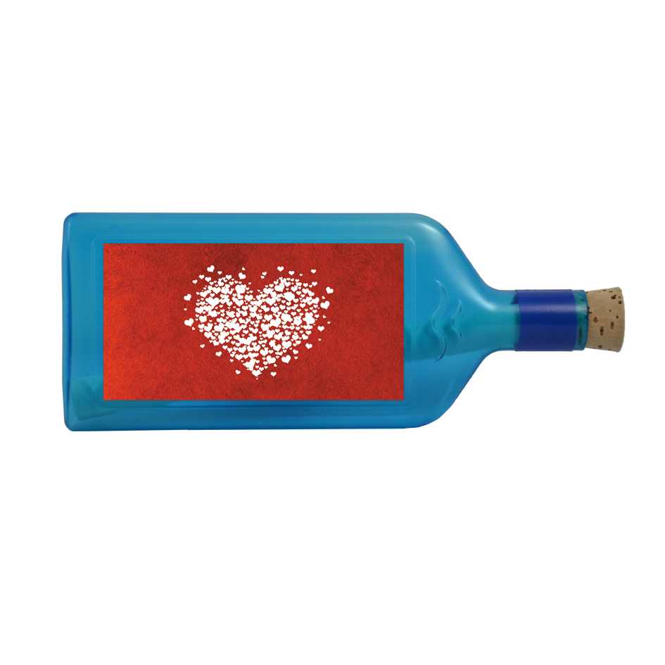 Blaue Flasche mit Sujet "Herz"