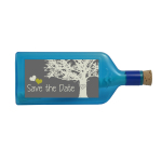 Blaue Flasche mit Sujet "Save the Date"