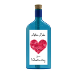 Blaue Flasche mit Sujet "Alles Liebe zum Valentinstag"