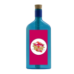 Blaue Flasche mit Sujet "Herz Box"