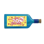 Blaue Flasche mit Sujet "Zum 70. Geburtstag"