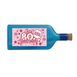 Blaue Flasche mit Sujet "Zum 80. Geburtstag"